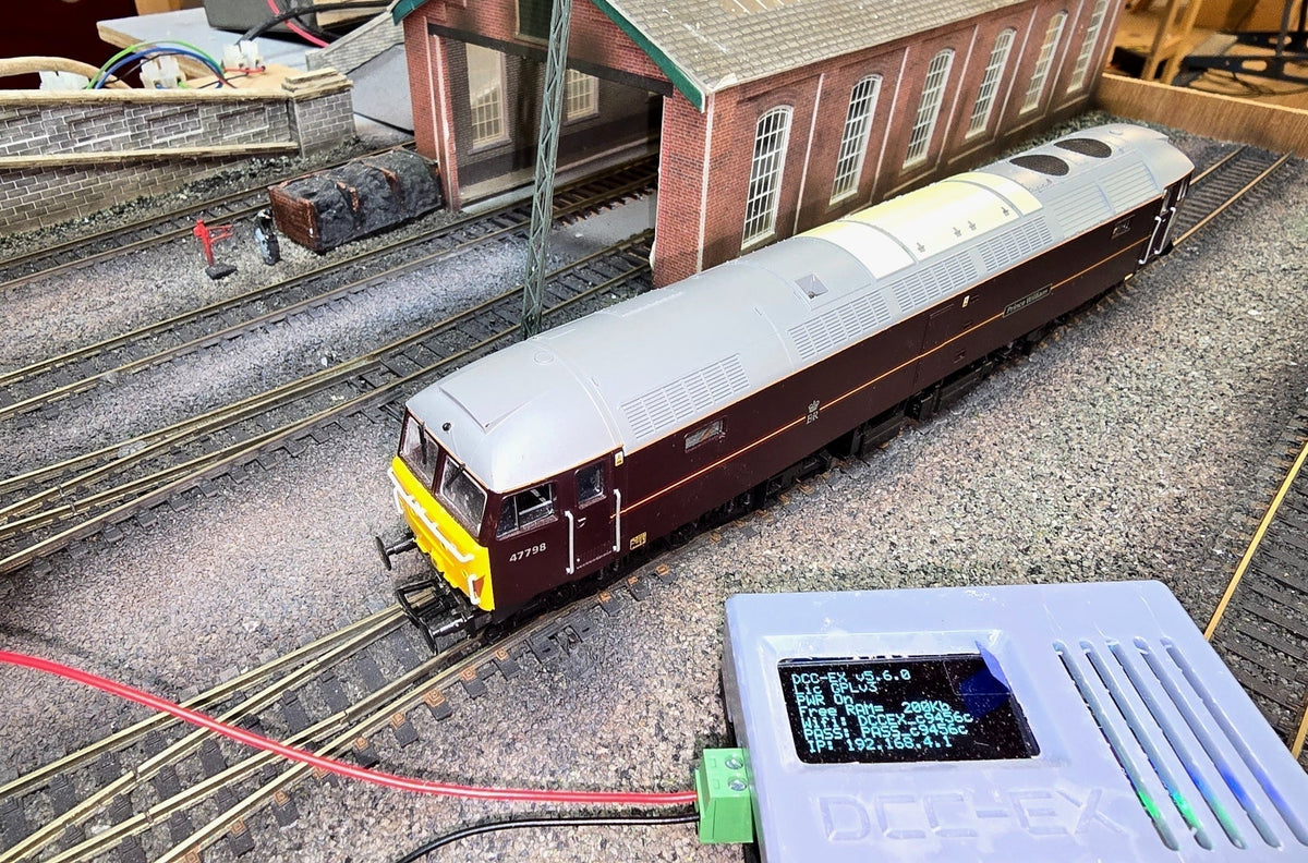 DCC-EX CSB1 controlling a conventional DC locomotive on a model railway layout