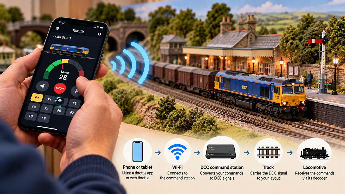 Controlling a DCC model railway from a phone over Wi-Fi