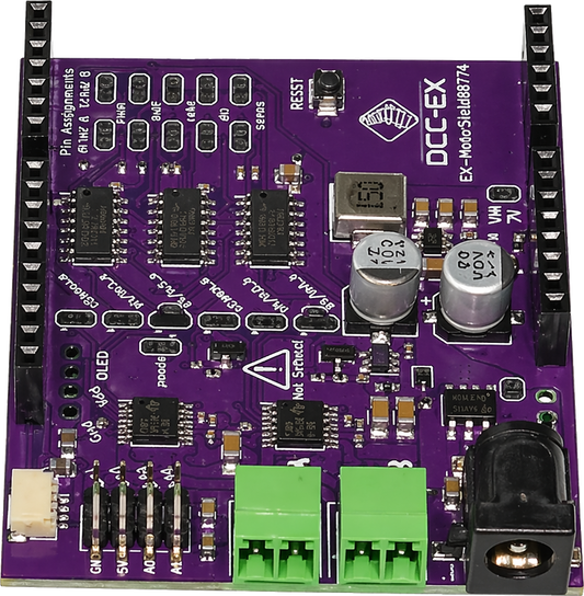 DCC-EX EX8874 motor shield board for high current track power in model railway command station builds