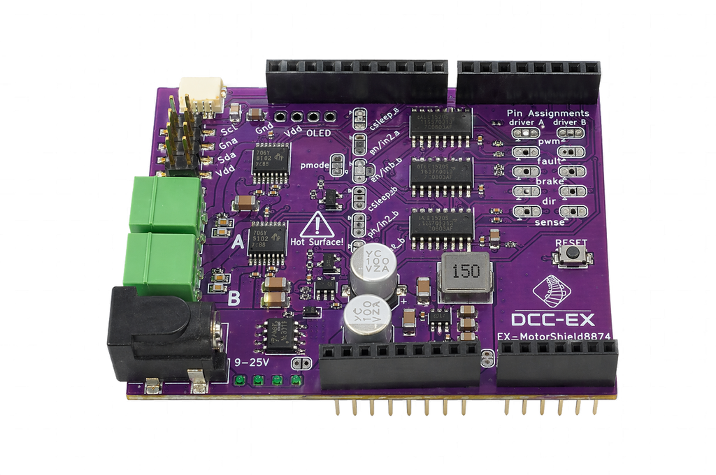 DCC-EX EX8874 motor shield for high current track power (5A) command station upgrade