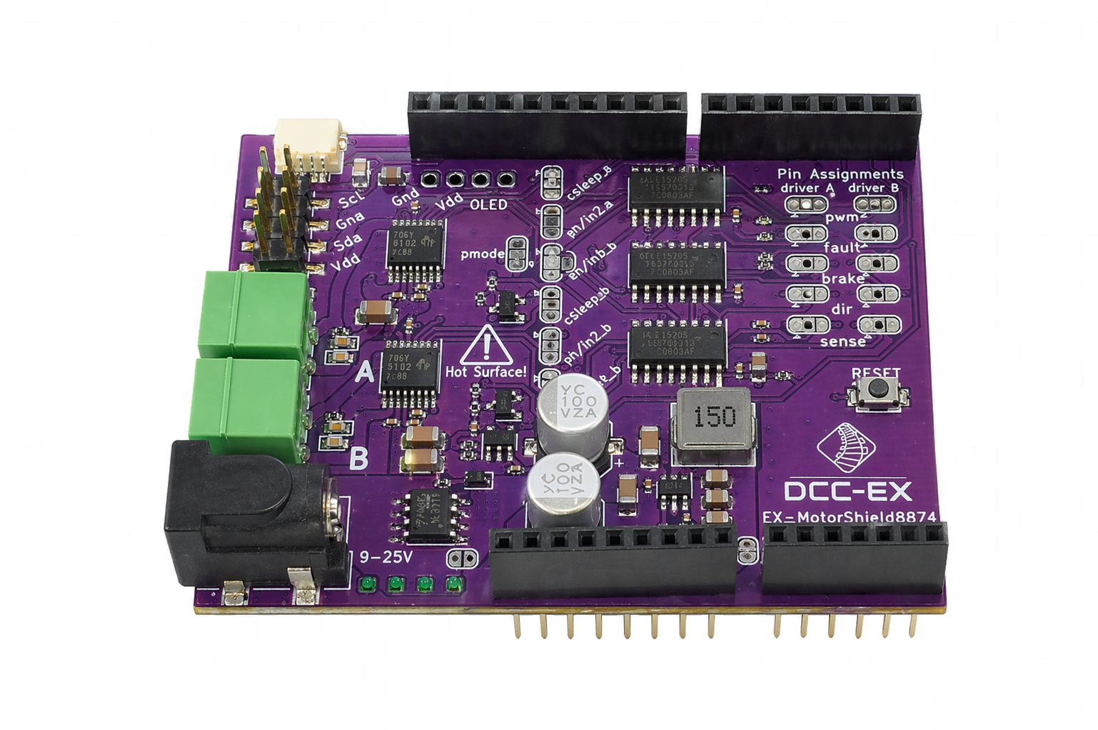 DCC-EX EX8874 motor shield for high current track power (5A) command station upgrade